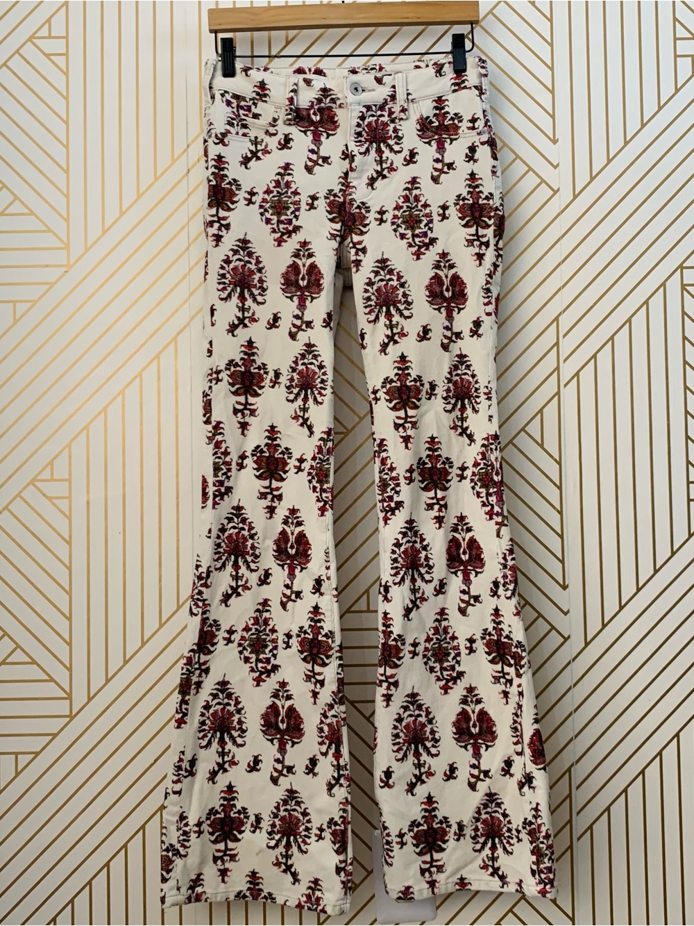 Anthropologie Pilcro High Rise Bootcut Pant Floral Corduroy 26 Tall cotton blend - Picture 11 of 12